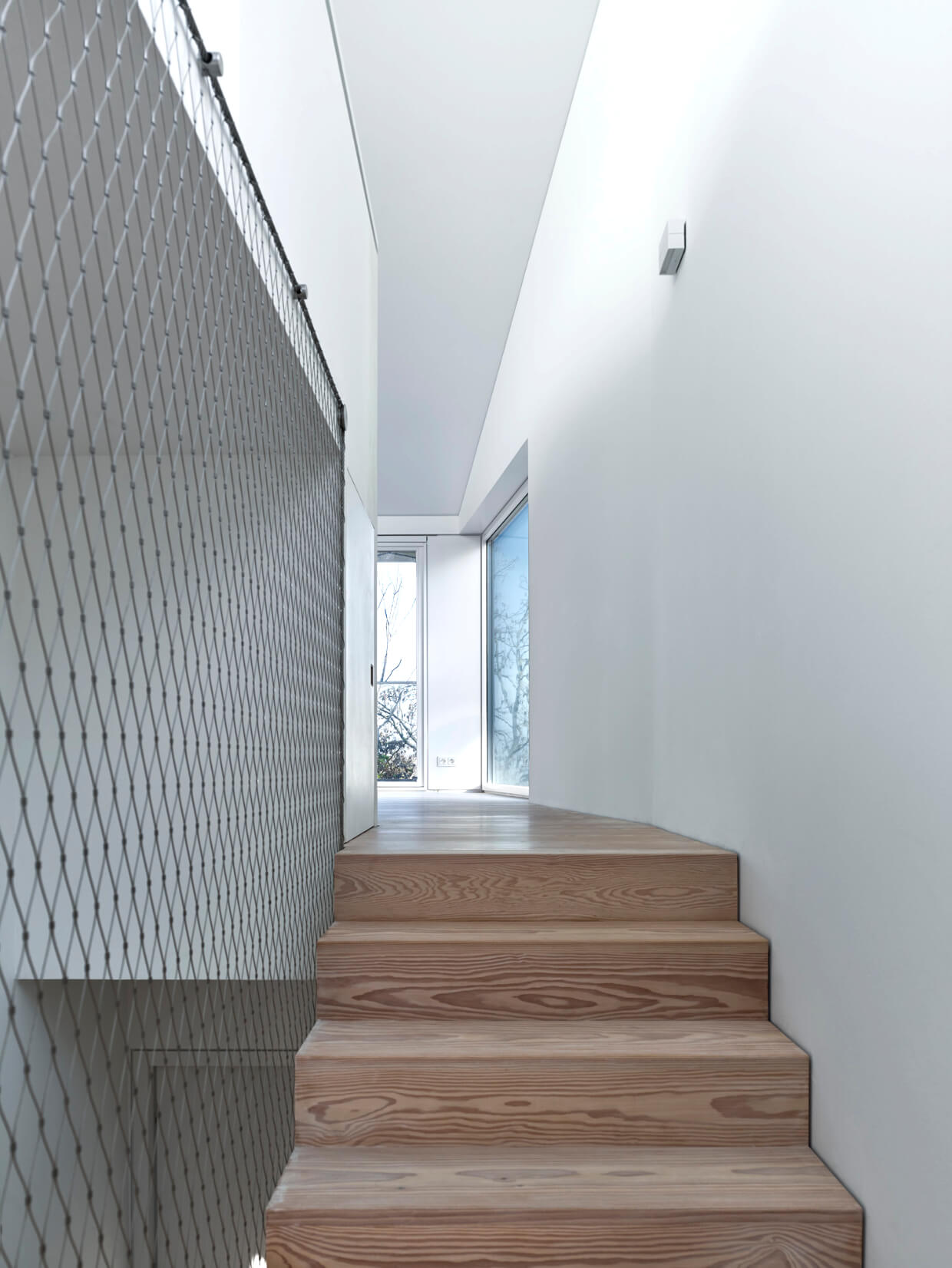 Wooden staircase made from douglas in residential home