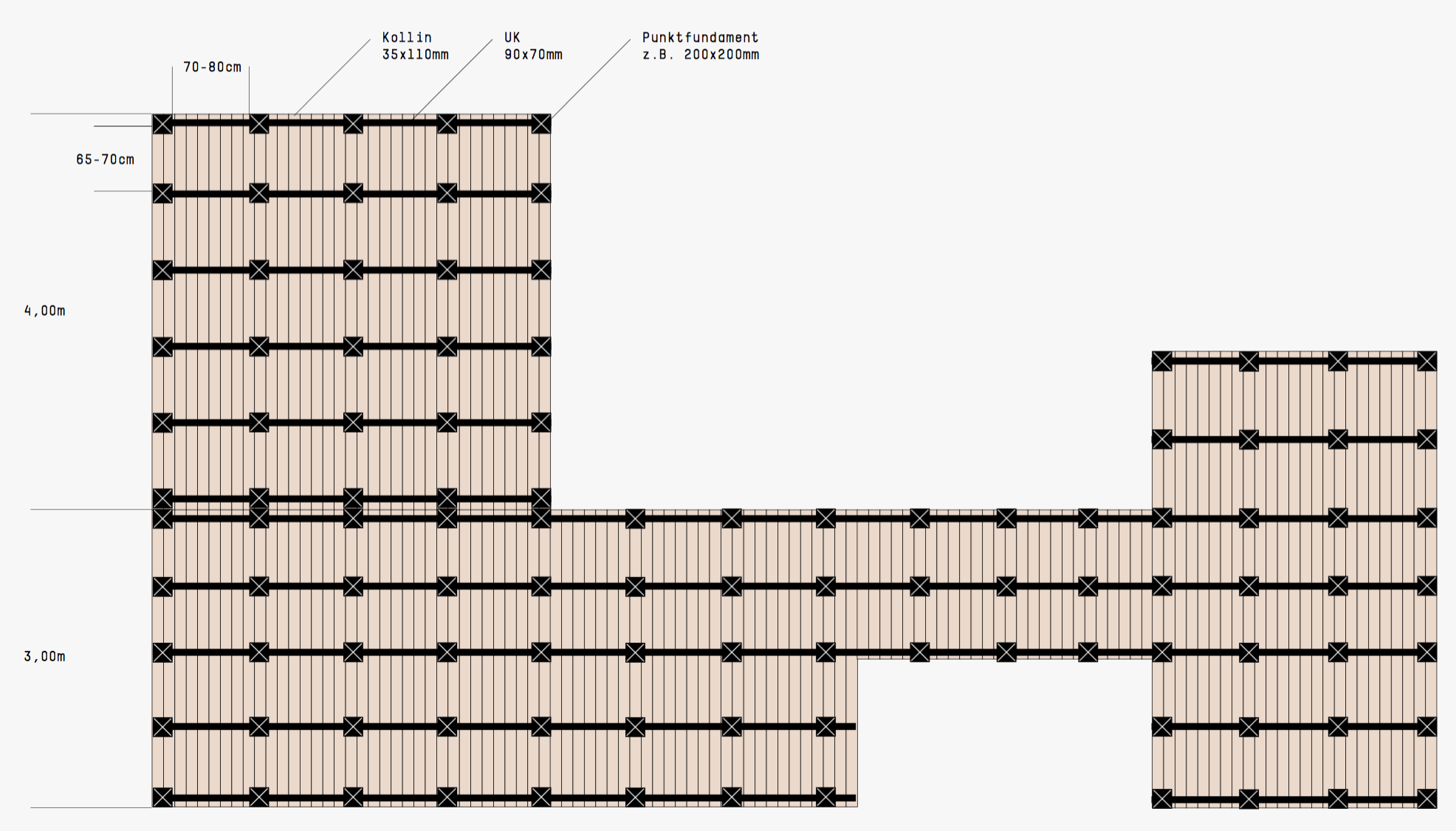 Graphic representation of an example for the design of a terrace.